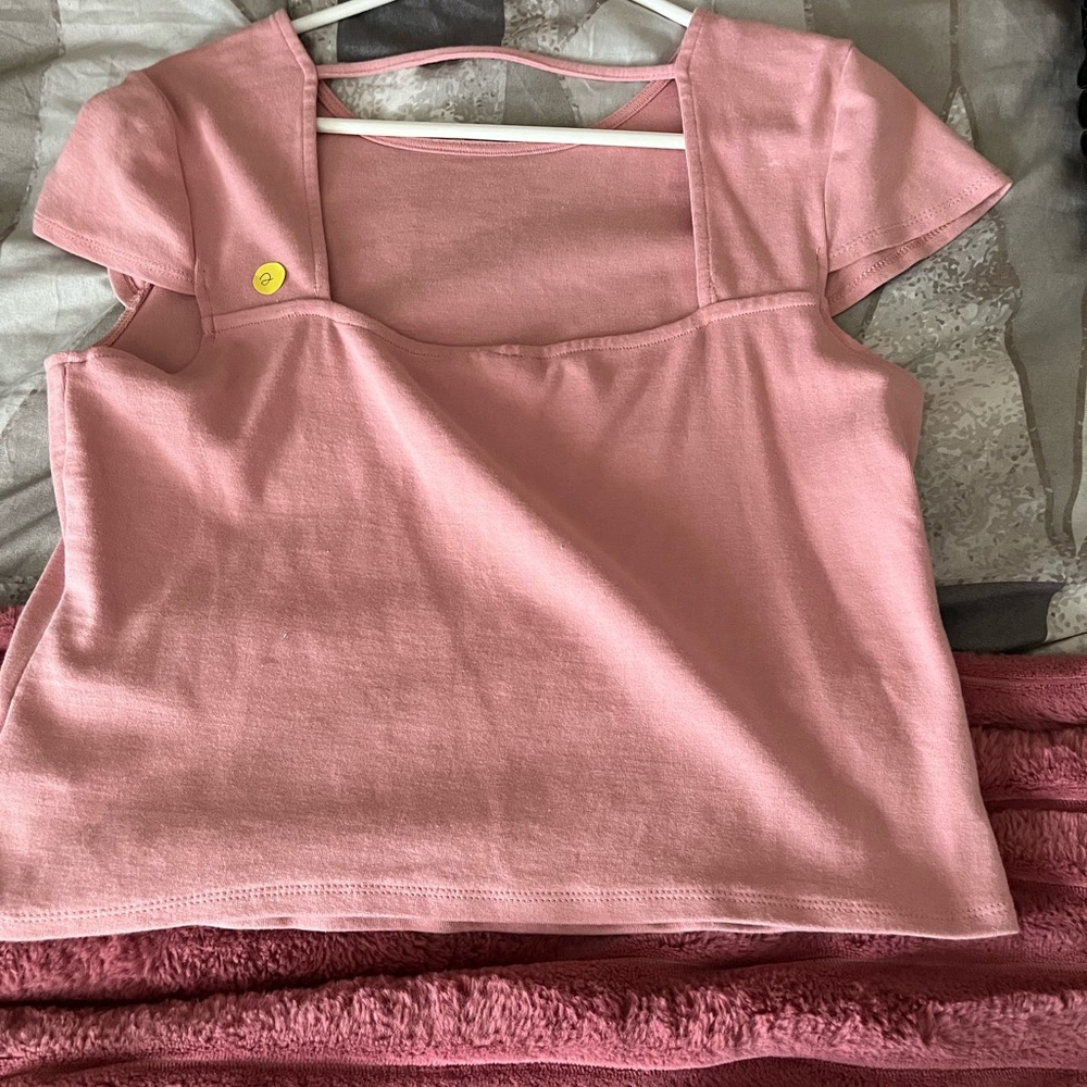 Pink Square Neck Top